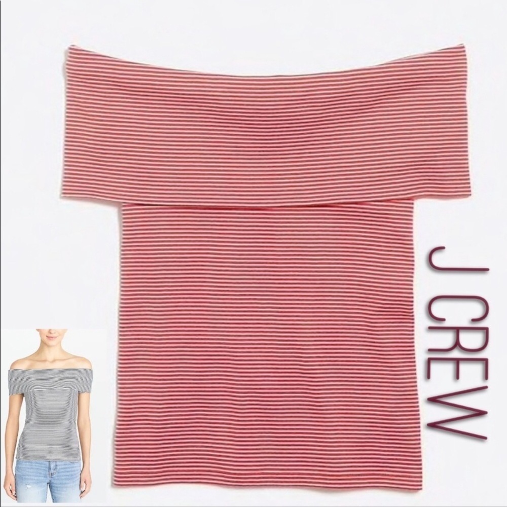 J. CREW  off shoulder stripe top orange stripe with stretch size XL